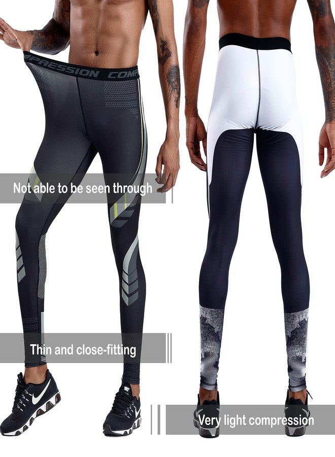 OEBLD Compression Pants Men UV Blocking Running Tights 1 or 2 Pack Gym Yoga Leggings for Athletic Workout - Image 3